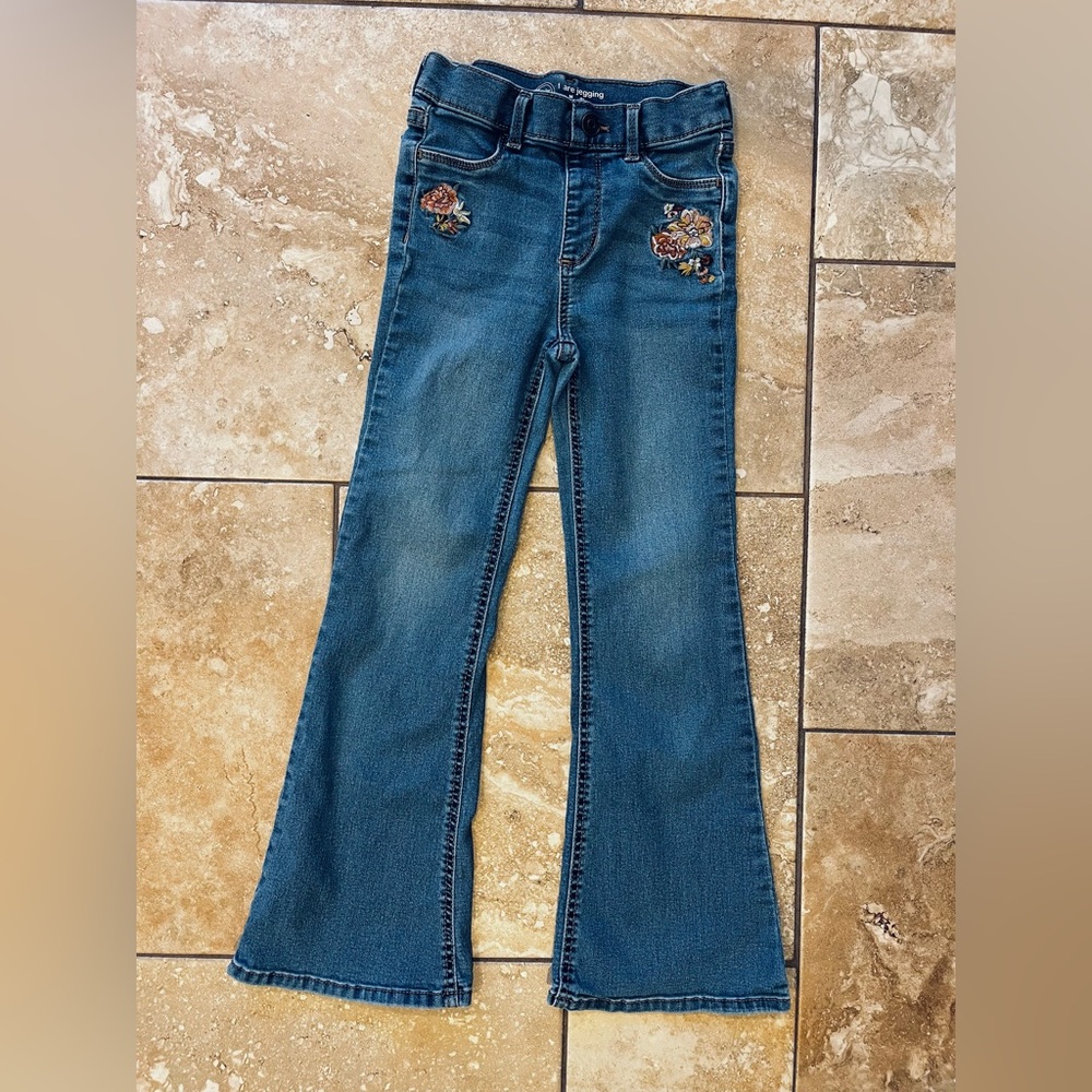 Wonder Nation Blue Flare Jeans with Floral Embroidery
